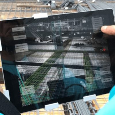 Electronic tablet with construction software running